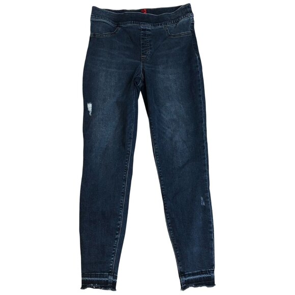 Spanx Women's Denim Jeggings Large Dark Wash Stretch Jeans - Picture 1 of 14